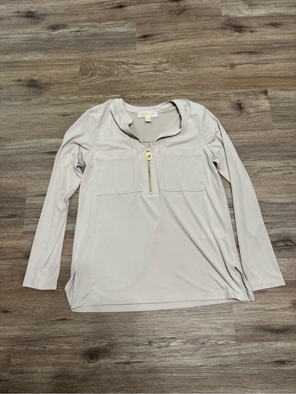 Michael Kors Light Beige Long Sleeve Zip Front Tunic